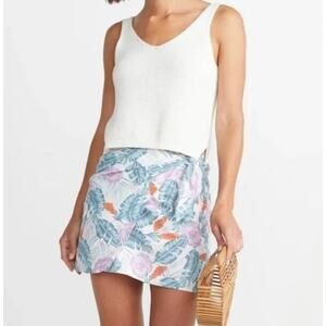 MARINE LAYER Monaco Floral Wrap Linen Blend Mini Skirt Women's Size XL Summer